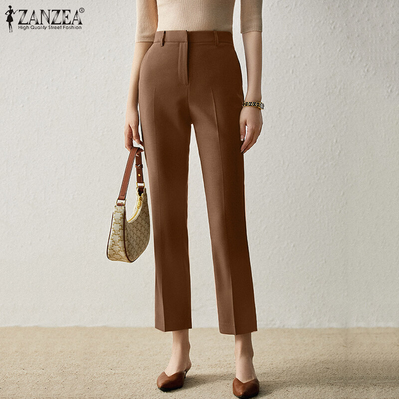 ZANZEA Womens Summer Plain Fit Trousers Office Lady Formal Long Suit Pants Bottoms #11